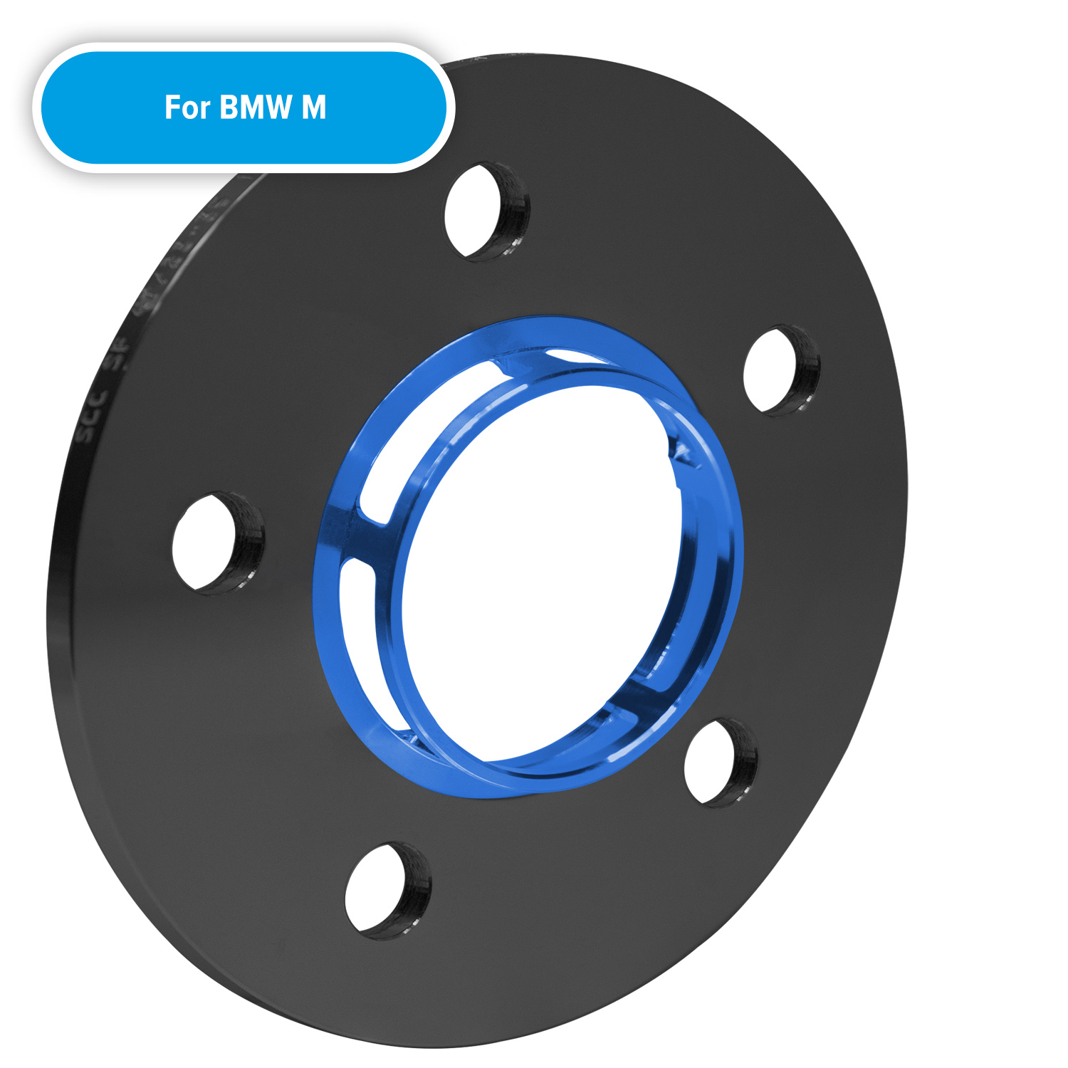 System 2PB Silver SCC wheel spacers with blue plastic centring for BMW M models.