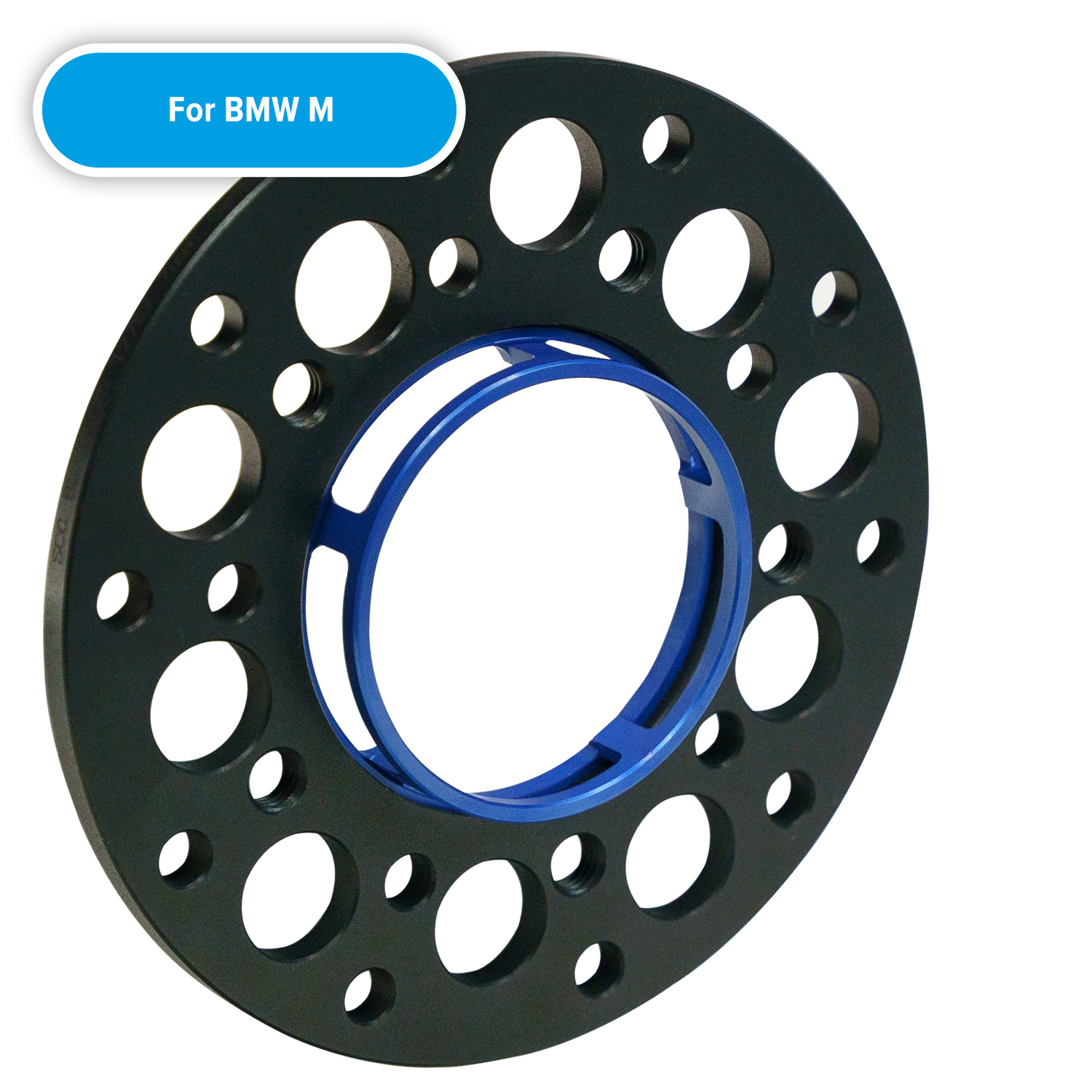 System 2PB Silver SCC wheel spacers with blue plastic centring for BMW M models.