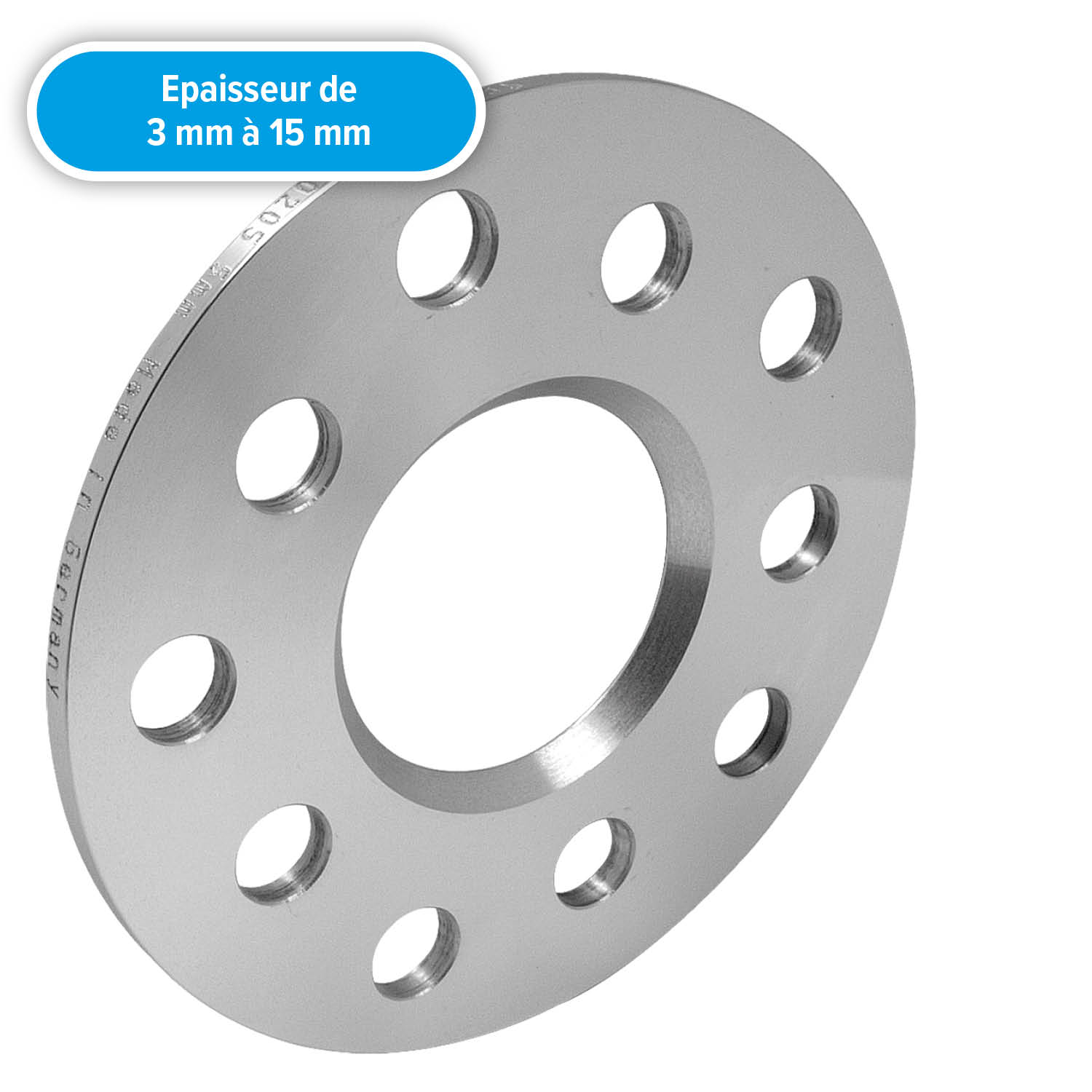 Système 5 élargisseur de voie SCC argenté avec texte : Épaisseur de 3 mm à 15 mm.