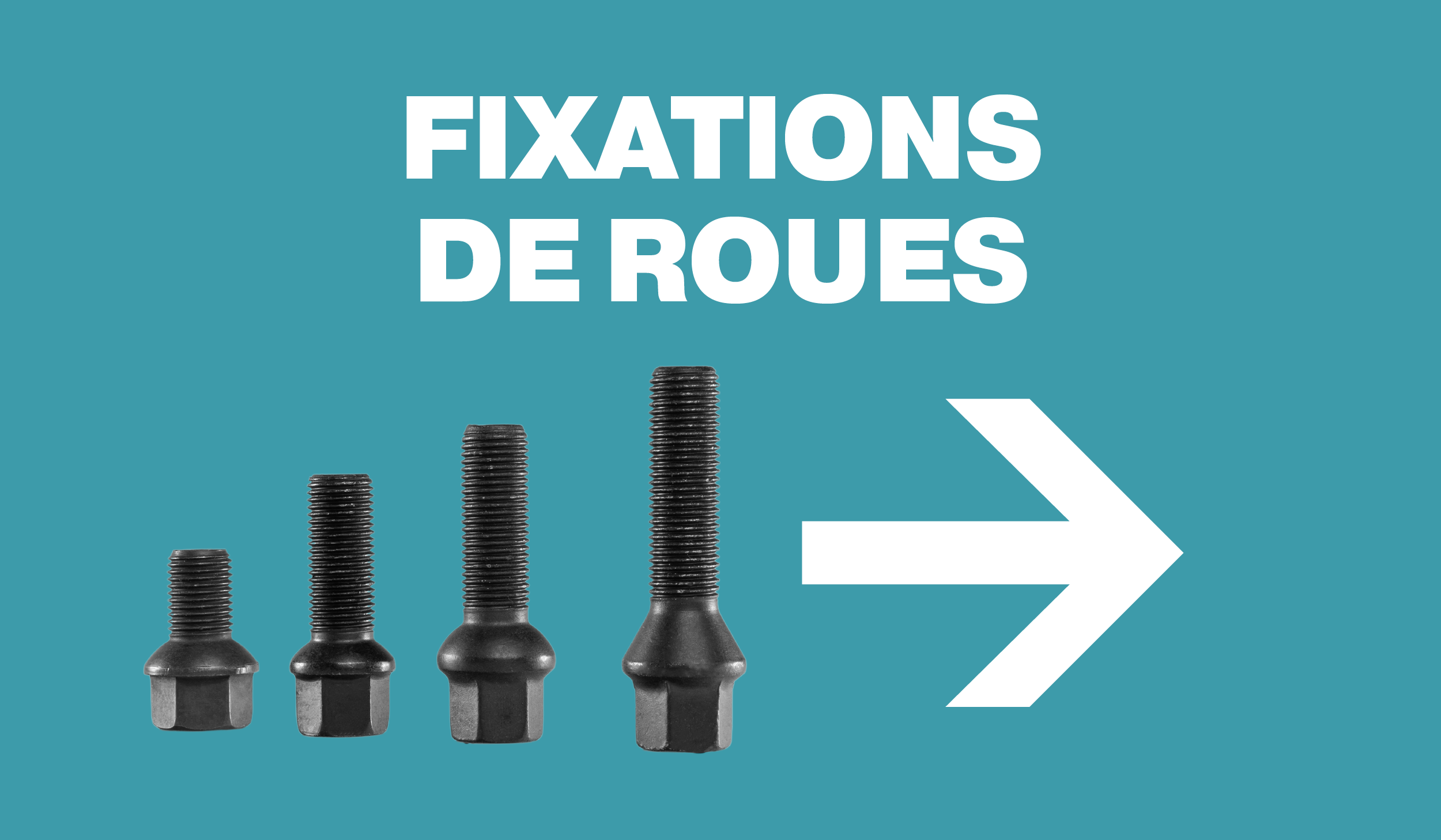 Blaues Banner mit weißer Aufschrift „Radbefestigungsteile“.