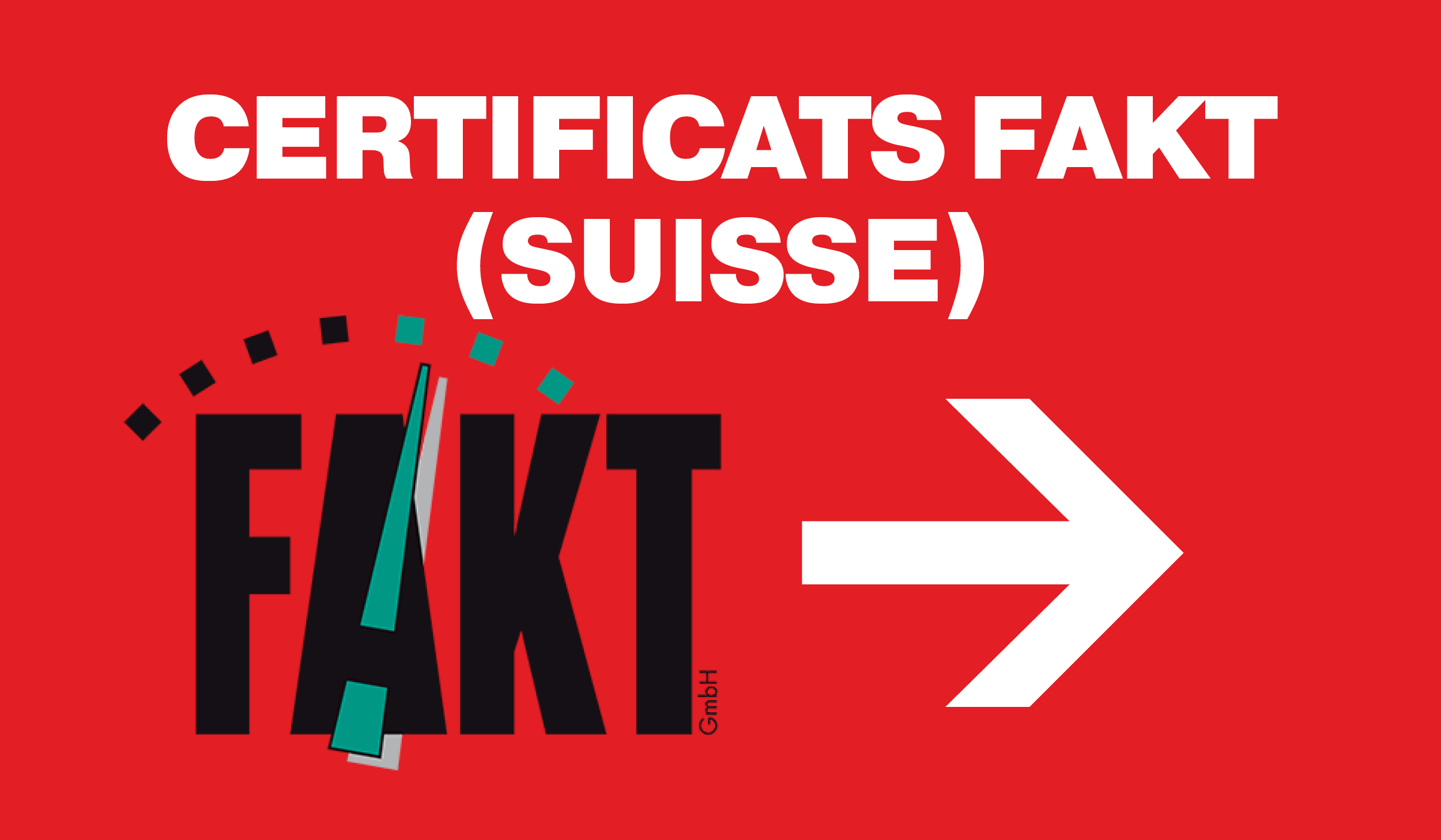 Rotes Banner mit blauer Aufschrift „FAKT Gutachten SChweiz“.
