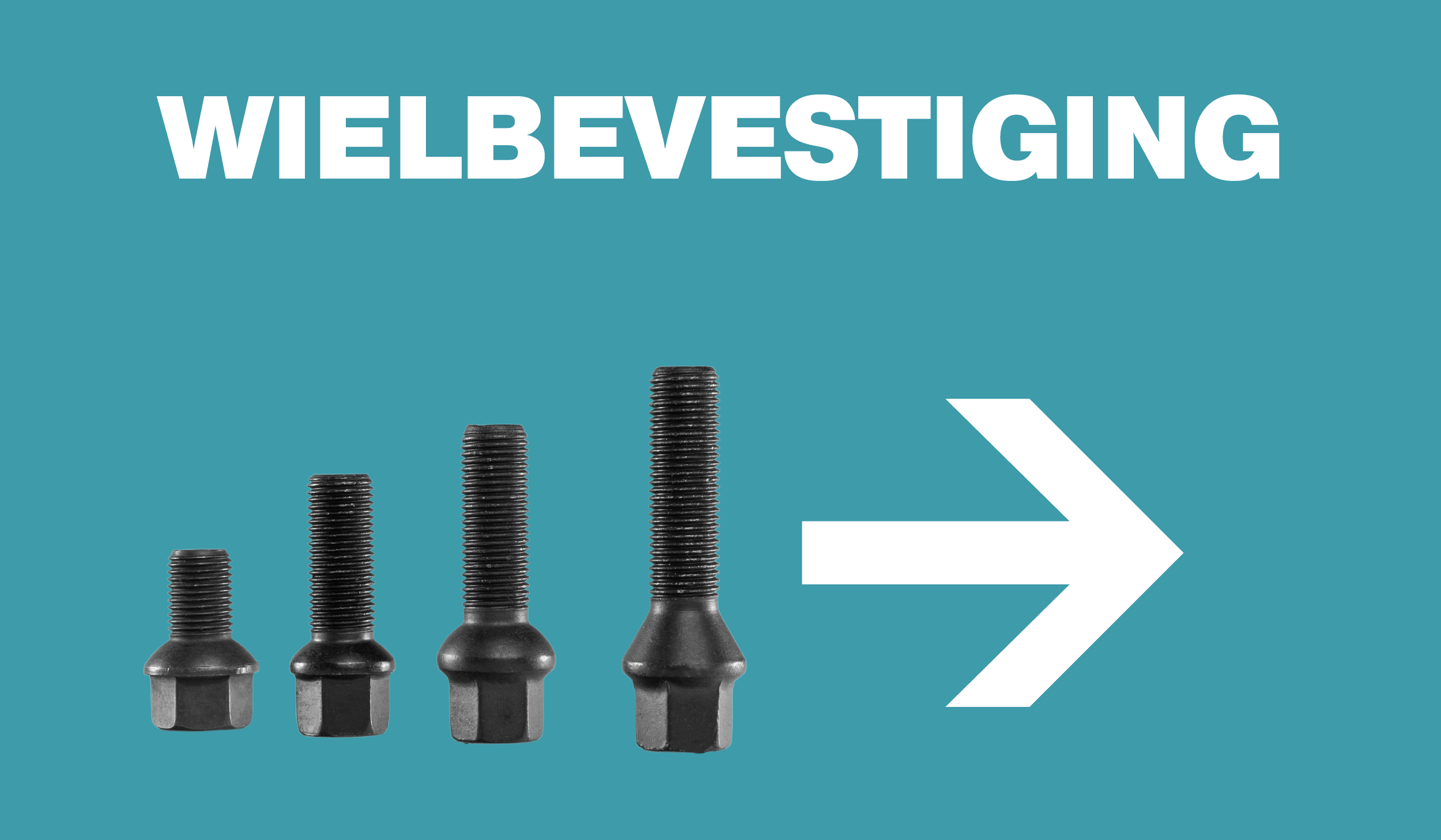 Blaues Banner mit weißer Aufschrift „Radbefestigungsteile“.
