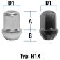 Preview: Wheel nut M12X1,5 conical 60° type H1X (H1V/H1W) - H: 34 mm