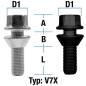 Preview: Wheel bolt M 12 x 1,25 conical collar 60° two-pieced type V7X (V7V/V7W) - L: 28 - 52 mm