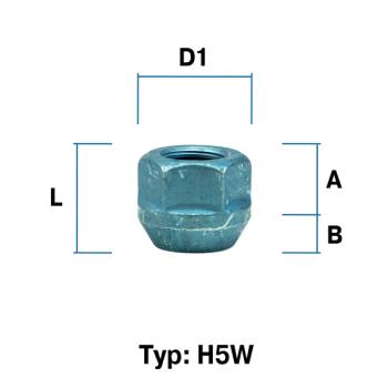 Preview: Wheel nut M14X1,5 conical 60° type H5W - H: 21 mm 