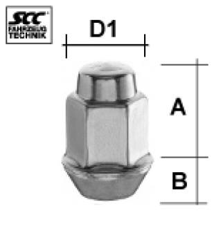 Wheel nut M12X1,5 conical 60° type H8V - H: 36 mm