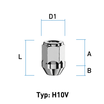 Wheel nut M12X1,5 conical 60° type H10V - H: 34 mm