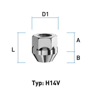 Wheel nut M12X1,5 conical 60° type H14V - H: 24 mm