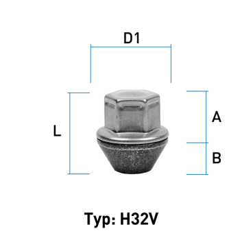 Wheel nut M12X1,5 conical 60° type H32V - H: 30 mm