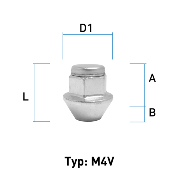 Wheel nut M12X1,5 conical 60° type M4V - H: 30 mm