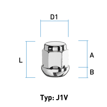 Wheel nut M12X1,5 sphere R12 type J1V - H: 27 mm