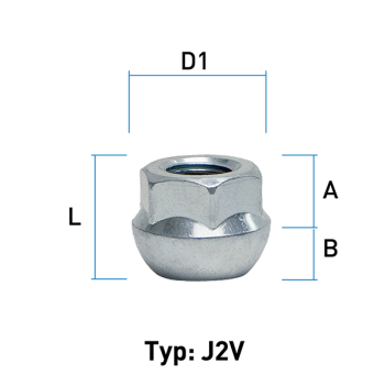 Wheel nut M12X1,5 sphere R12 type J2V - H: 18 mm