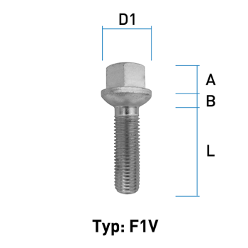 Radschraube M12X1,5 Kugel R14 Typ F1V - L: 26 - 55 mm