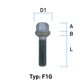 Wheel bolt M12X1,5 sphere R14 type F1G - L: 24 - 55 mm