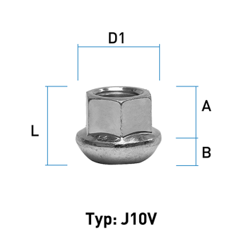 Wheel nut M12X1,5 sphere R14 type J10V - H: 20 mm