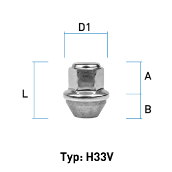 Wheel nut M12X1,5 conical 60° type H33V - H: 30,9 mm