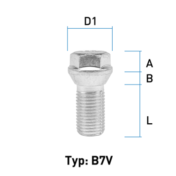 Radschraube M14X1,5 Kegel 60° Typ B7V - L: 24 mm 