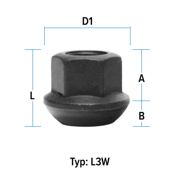 Radmutter M12X1,5 Kugel R13 Typ J7P - H: 20 mm