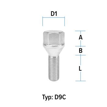 Radschraube M12X1,25 Kegel 60° Typ D9C - L: 26 mm