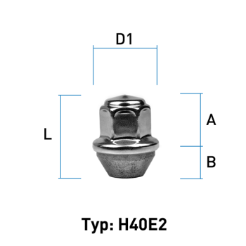 Radmutter M14X1,5 Kegel 60° Typ H40E2 - H: 37 mm 