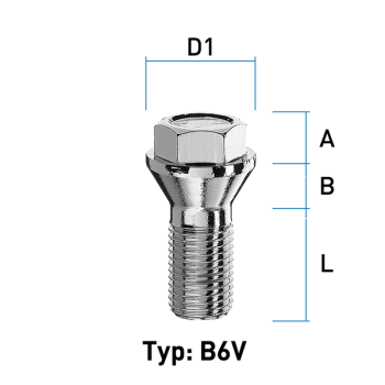 Wheel bolt M15X1,25 conical 60° type B6V - L: 25 - 30 mm