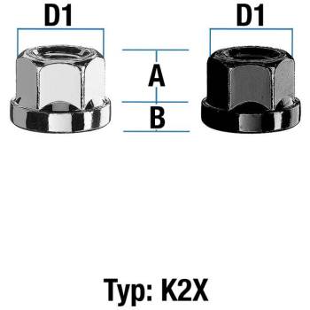 Radmutter M12X1,25 Flachbund Typ K2X (K2V/K2W) - H: 17 mm