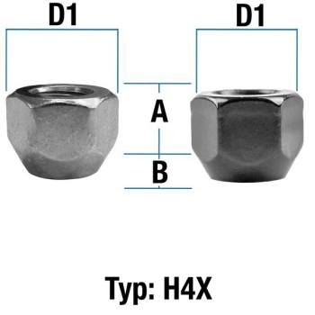 Wheel nut M12X1,5 conical 60° type H5X (H5V/H5W) - H: 17 mm