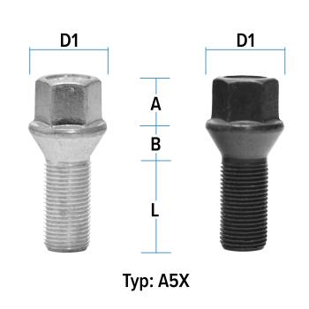 Radschraube M14X1,25 Kegel 60° Typ A5X (A5V/A5W) - L: 25 - 60 mm