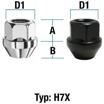 Radmutter M14X1,5 Kegel 60° Typ H7X (H7V/H7W) - H: 24 mm