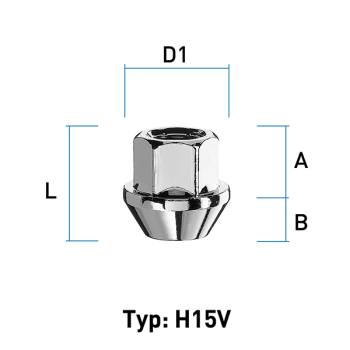 Radmutter M12X1,75 Kegel 60° Typ H15V - H: 23 mm