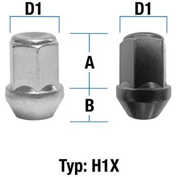 Radmutter M14X1,5 Kegel 60° Typ H1X10 (H1V10/H1W10) - H: 34 mm