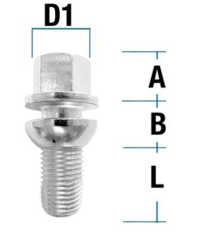 Lochkreisversatzschraube M14X1,25 Kugel R13 Typ L4V - L: 26 - 52 mm