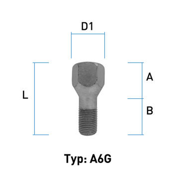 Radschraube M14X1,5 Kegel 60° Typ A6G - L: 28 mm 