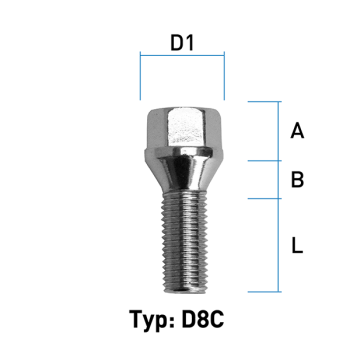 Radschraube M14X1,5 Kegel 60° Typ D8C - L: 28 - 40 mm 