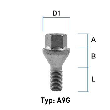 Radschraube M14X1,5 Kegel 60° Typ A9G - L: 27 mm 