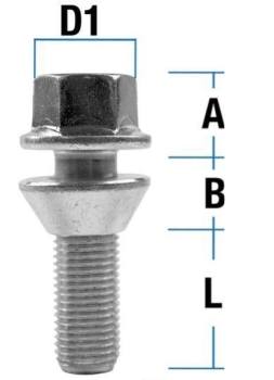 Radschraube M14X1,5 Kegel 60° Typ L1V - L: 26 - 58 mm