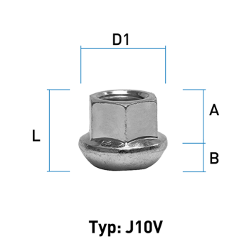 Wheel nut 1/2 UNF sphere R14  type J10V - H: 20 mm 