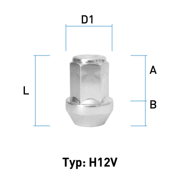  Wheel nut 7/16 UNF conical 60° type H12V - H: 34 mm 