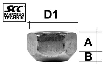 Wheel nut 5/8 UNF conical 60° type H4VL - H: 16,8 mm