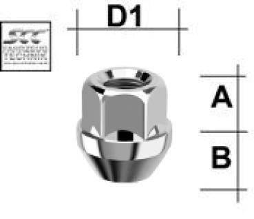 Wheel nut M12X1,5 conical 60° type H37V - H: 24 mm