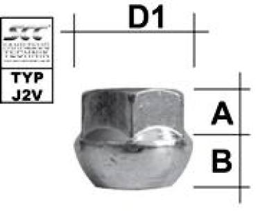 Wheel nut M12X1,75 sphere R12 type J3V - H: 18 mm 