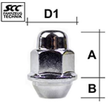 Wheel nut M12X1,5 conical 60° type H3CS - H: 35,5 mm