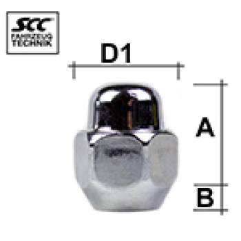 Wheel nut M12X1,5 conical 60° type H3C - H: 27,6 mm