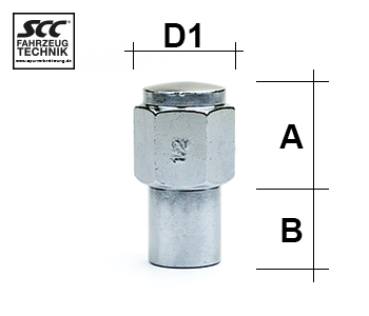 Wheel nut 1/2 UNF flat collar type K3V - H: 42 mm 