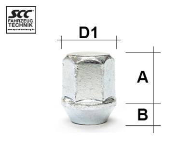 Wheel nut M12X1,5 conical 60° type H3VT - H: 30 mm