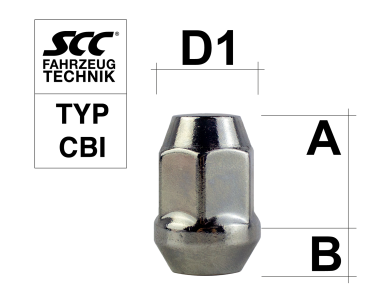 Wheel nut M12X1,5 conical 60° type H8C - H: 35 mm