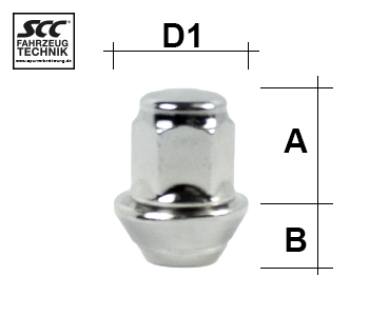 Wheel nut M12X1,5 conical 60° two-pieced type J5V - H: 35 mm