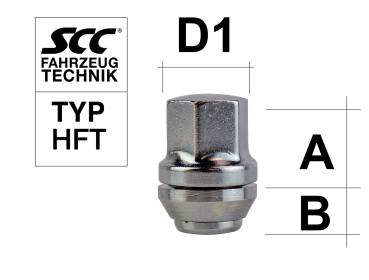 Wheel nut M12X1,5 conical 60° two-pieced type J6V - H: 34,2 mm