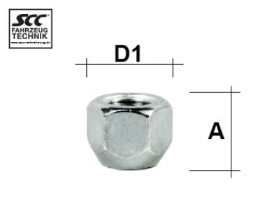 Wheel nut M12X1,5 conical type N29V - H: 15,8 mm