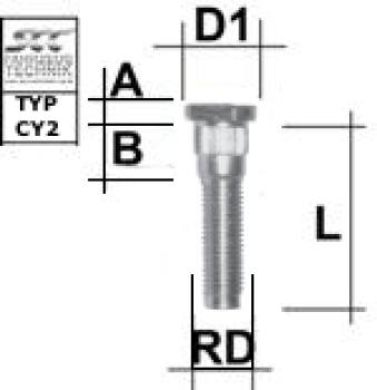 Rändelbolzen M12X1,5 Typ CY2 - L: 52 mm